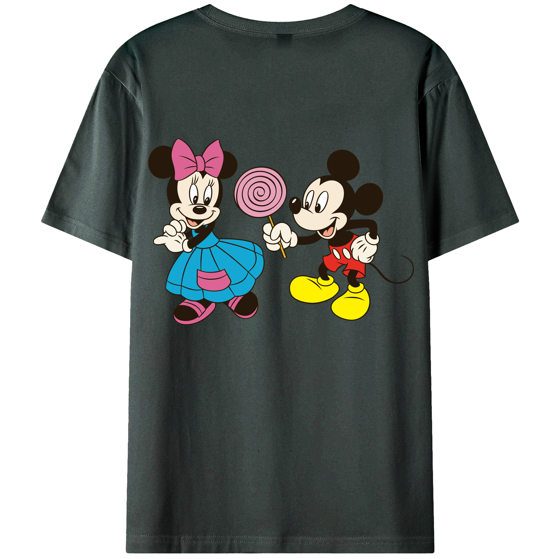ミッキーマウス Mickey Mouse 綿100％ メンズ半袖Tシャツ（バックプリント） 通気性